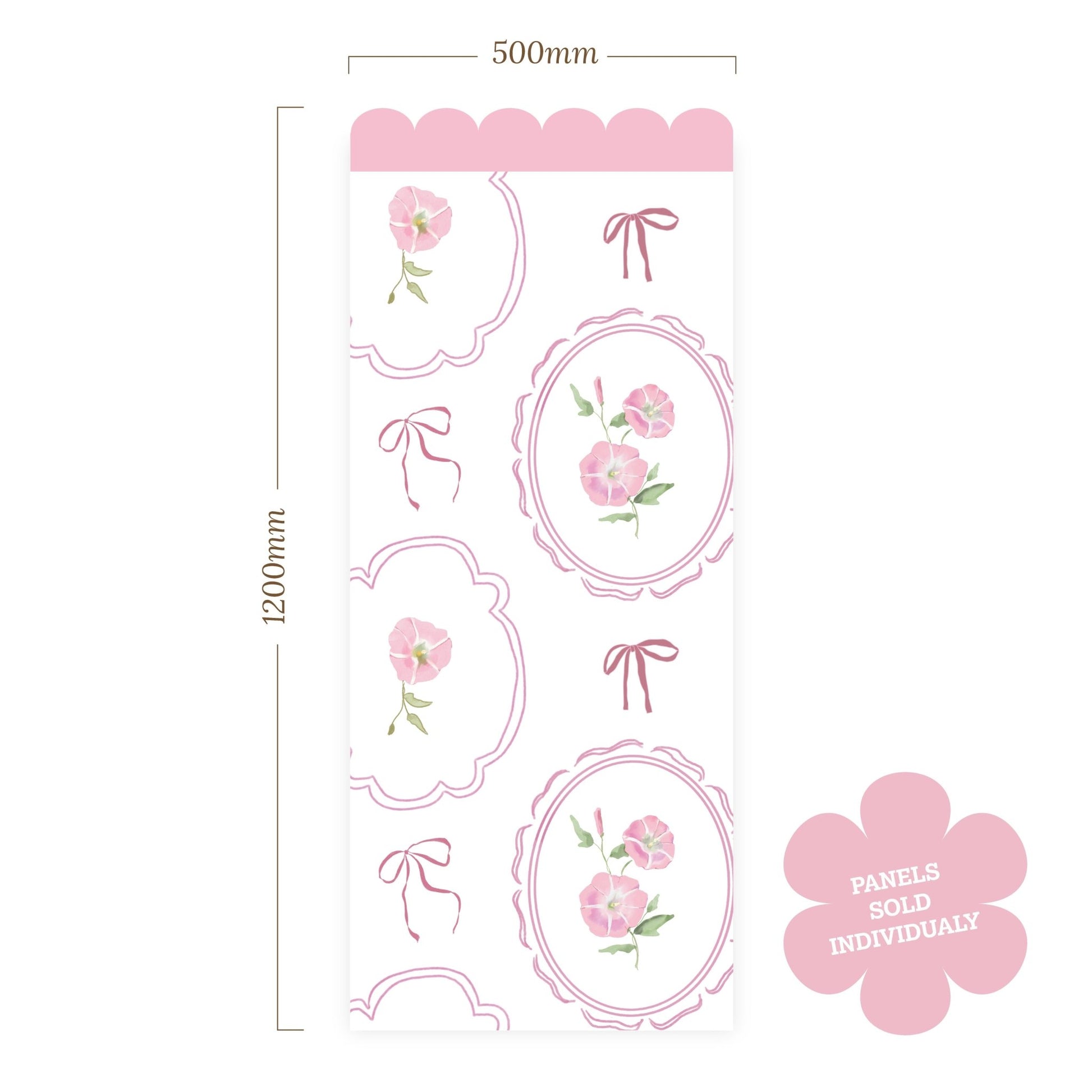 Rosy Ribbon Meadow — Half - Wall Decal (Half - Wall Decal) — removable wall decal by Tiny Tale Prints