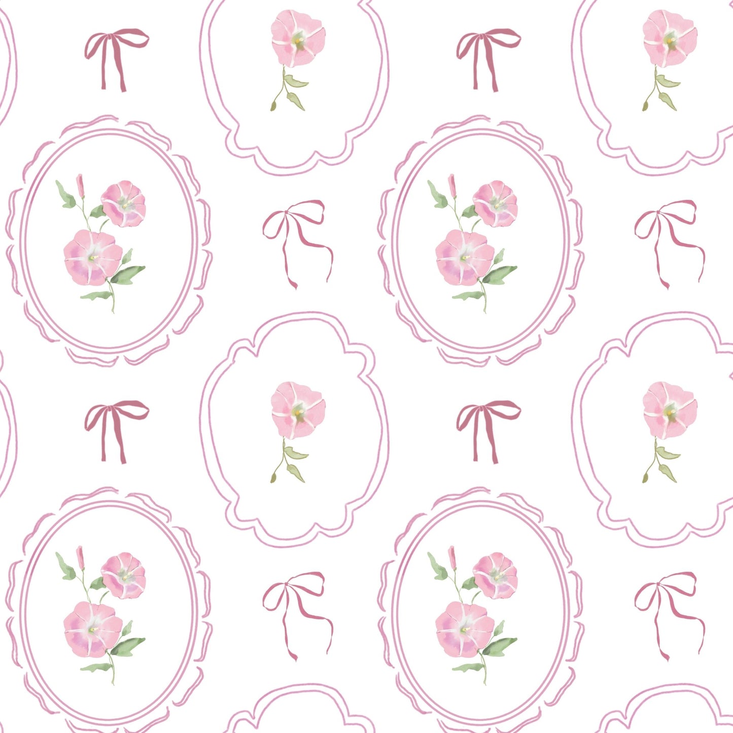 Rosy Ribbon Meadow — Half - Wall Decal (Half - Wall Decal) — removable wall decal by Tiny Tale Prints