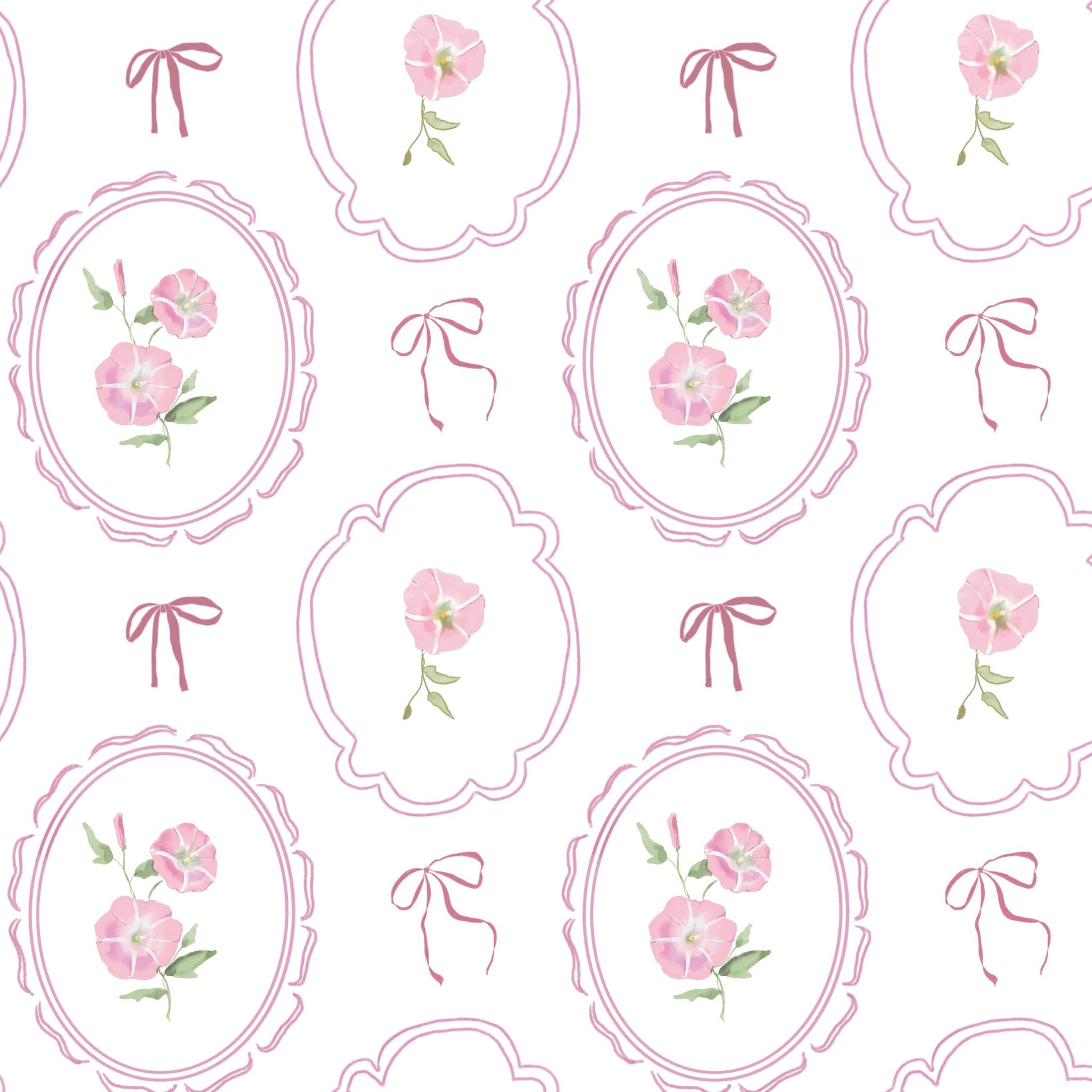 Rosy Ribbon Meadow — Half - Wall Decal (Half - Wall Decal) — removable wall decal by Tiny Tale Prints