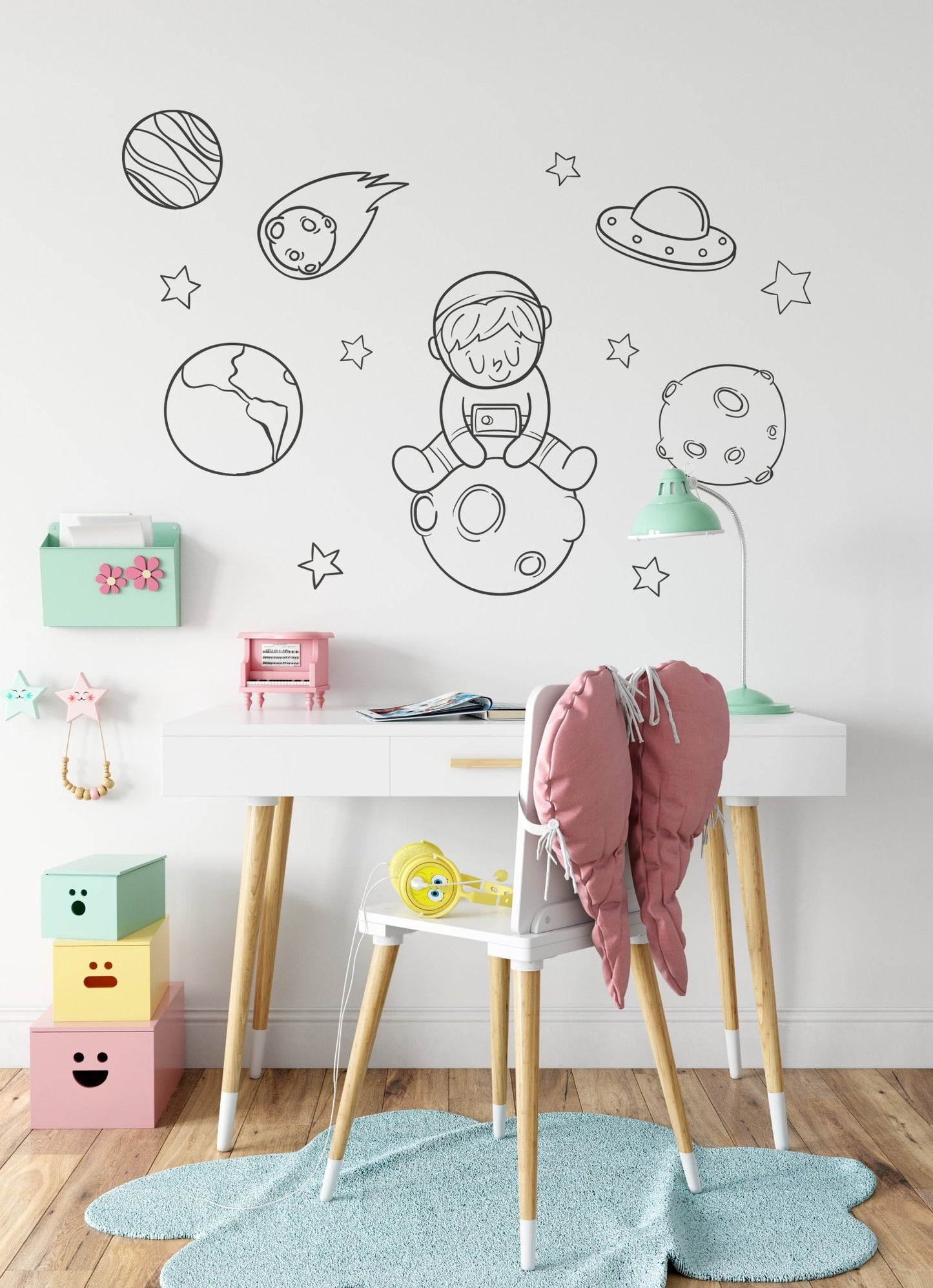 Small Astronaut Planets — Wall Stickers (Home Decor Decals) — removable wall decal by Tiny Tale Prints