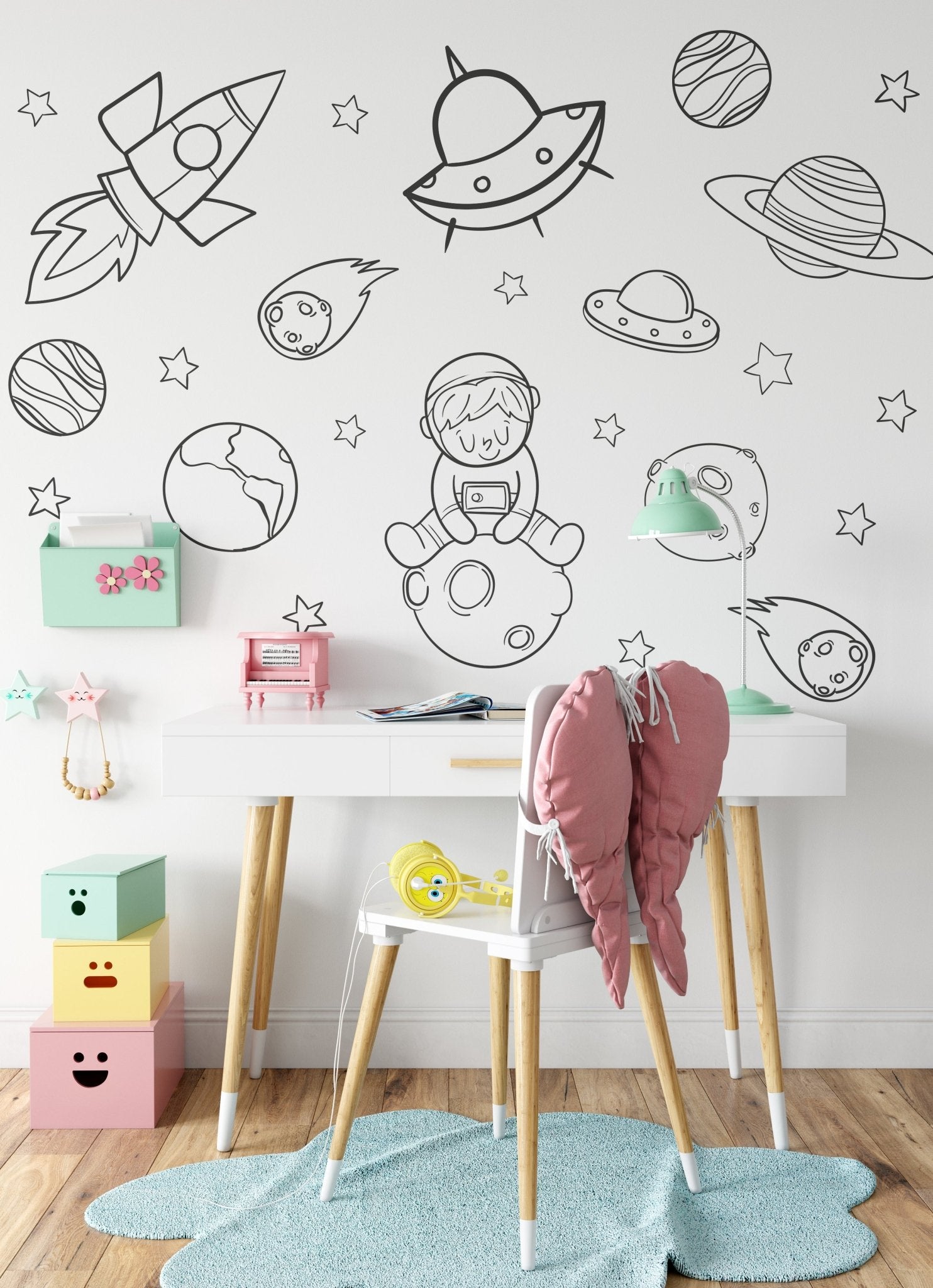 Small Astronaut Planets — Wall Stickers (Home Decor Decals) — removable wall decal by Tiny Tale Prints