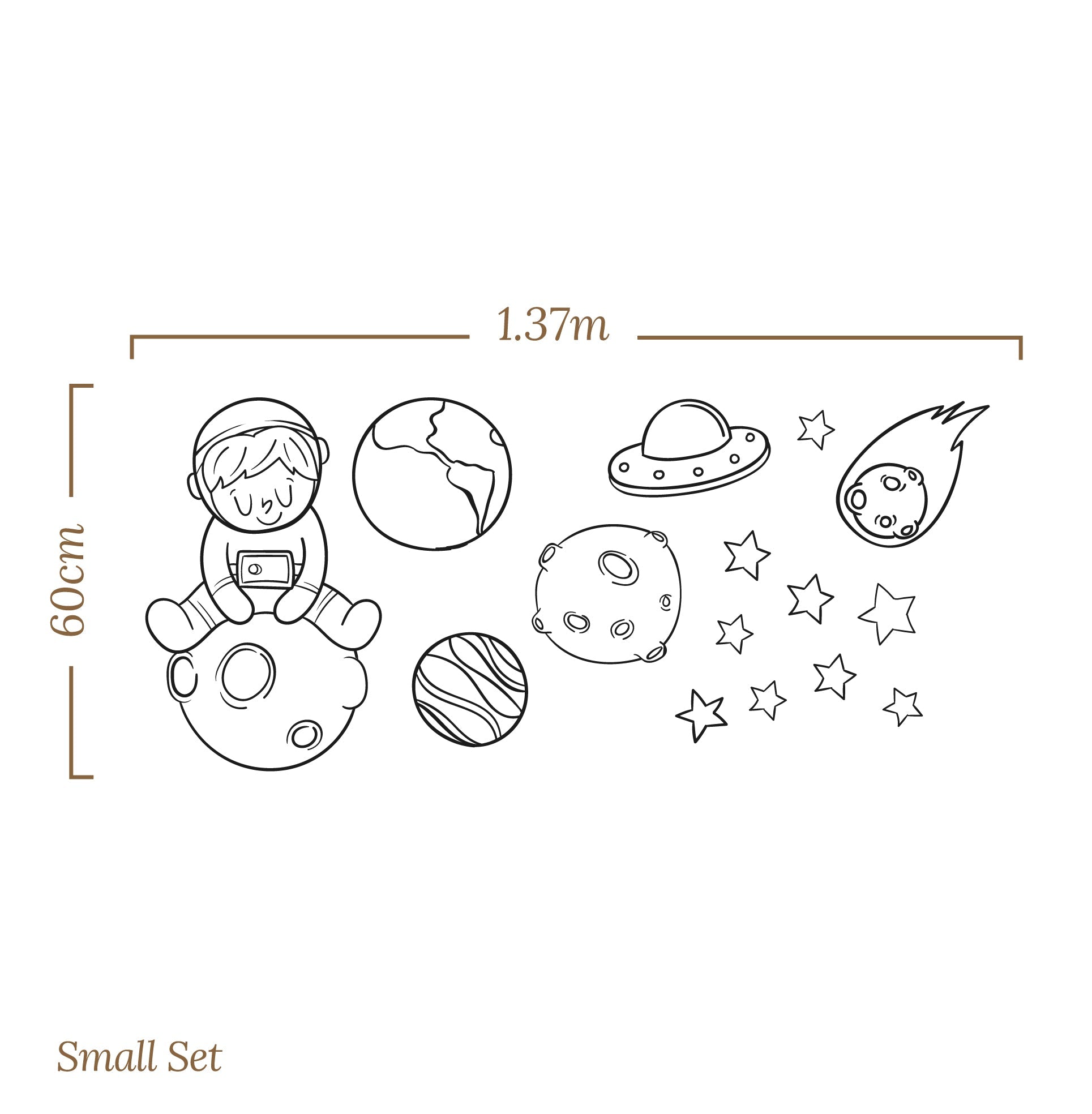 Small Astronaut Planets — Wall Stickers (Home Decor Decals) — removable wall decal by Tiny Tale Prints