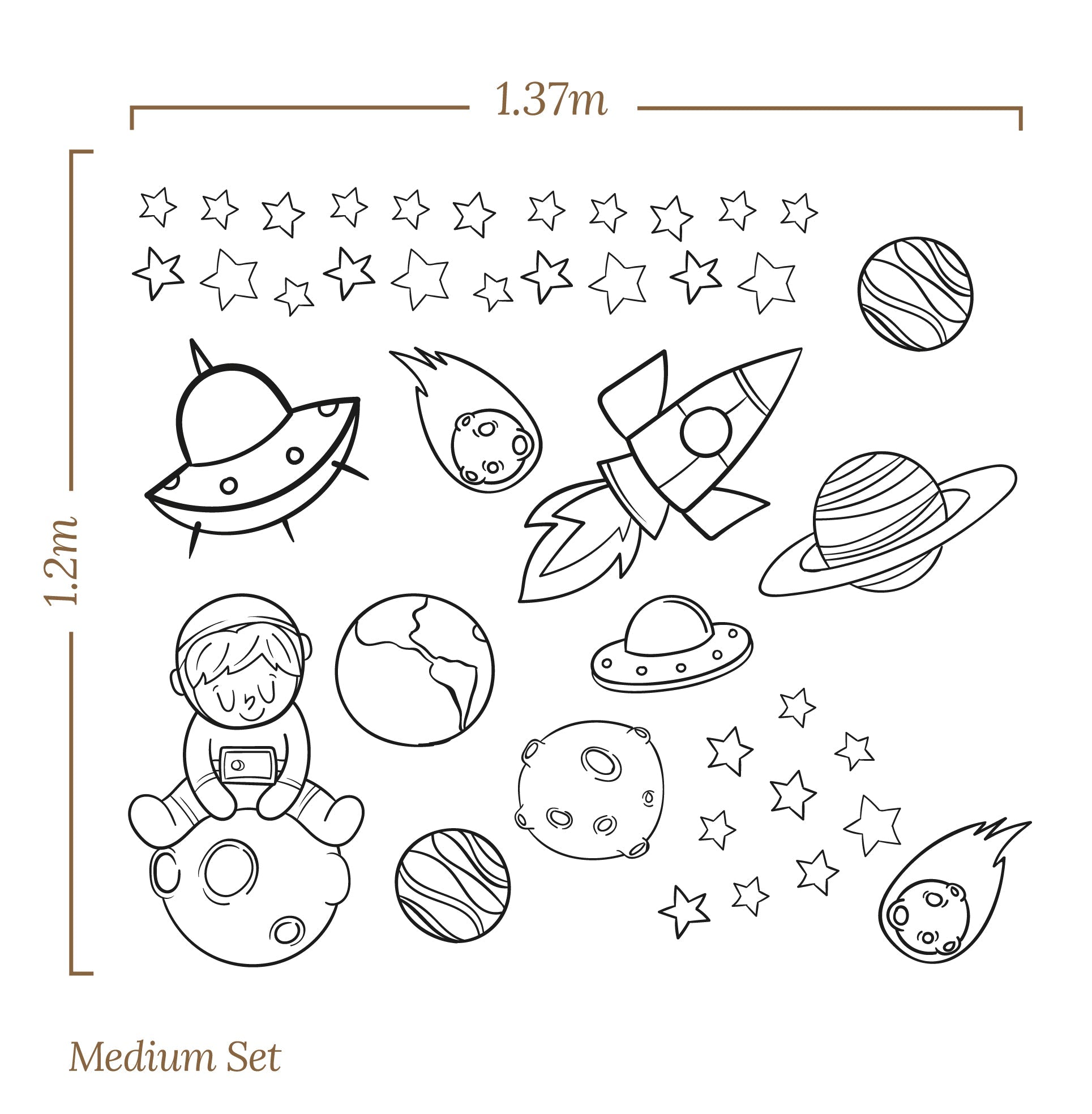 Small Astronaut Planets — Wall Stickers (Home Decor Decals) — removable wall decal by Tiny Tale Prints