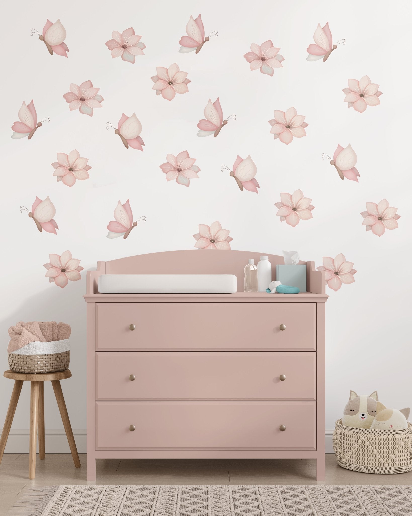 Small Butterfly Flower – Wall Decal (Home Decor Decals) — removable wall decal by Tiny Tale Prints
