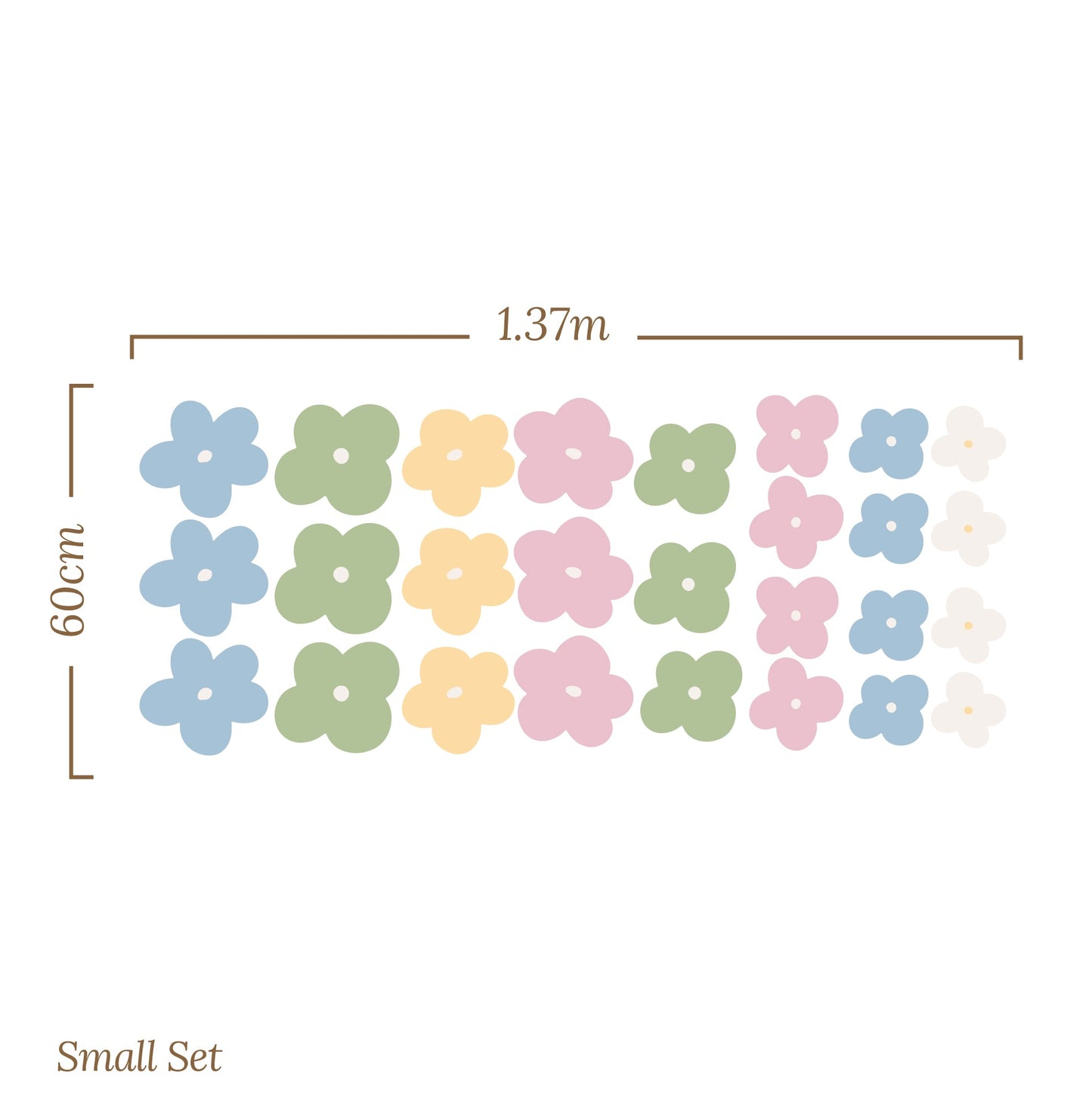 Small Flower Blue Pink Yellow – Wall Decal (Home Decor Decals) — removable wall decal by Tiny Tale Prints