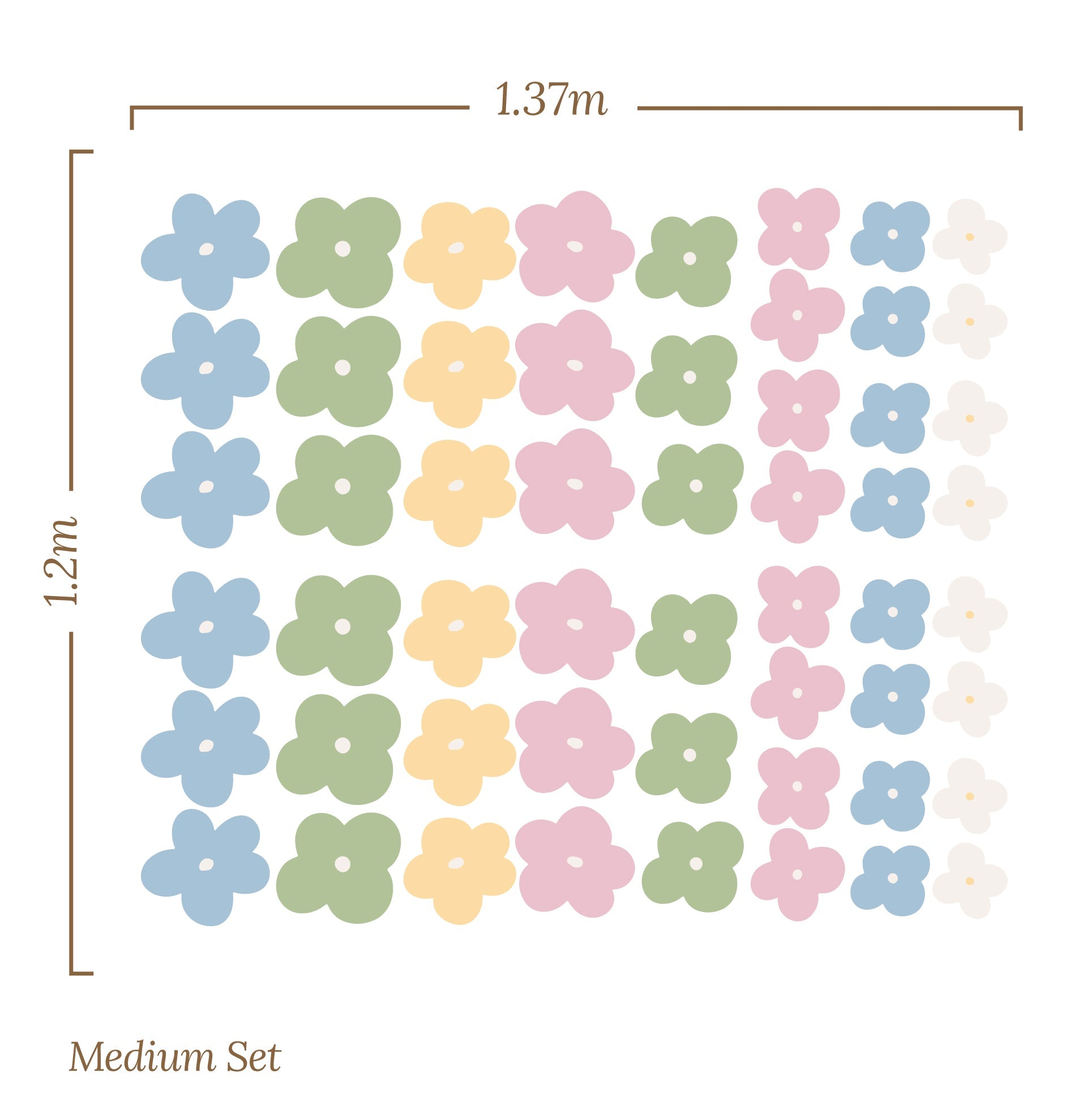 Small Flower Blue Pink Yellow – Wall Decal (Home Decor Decals) — removable wall decal by Tiny Tale Prints