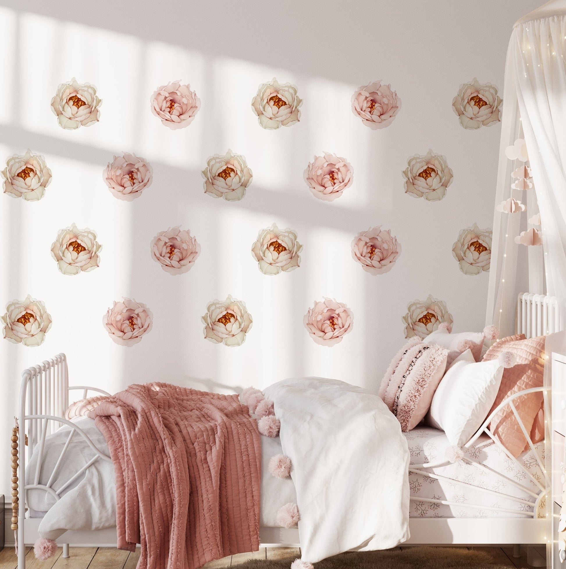 Small Flower Floral Rose – Wall Decal (Home Decor Decals) — removable wall decal by Tiny Tale Prints