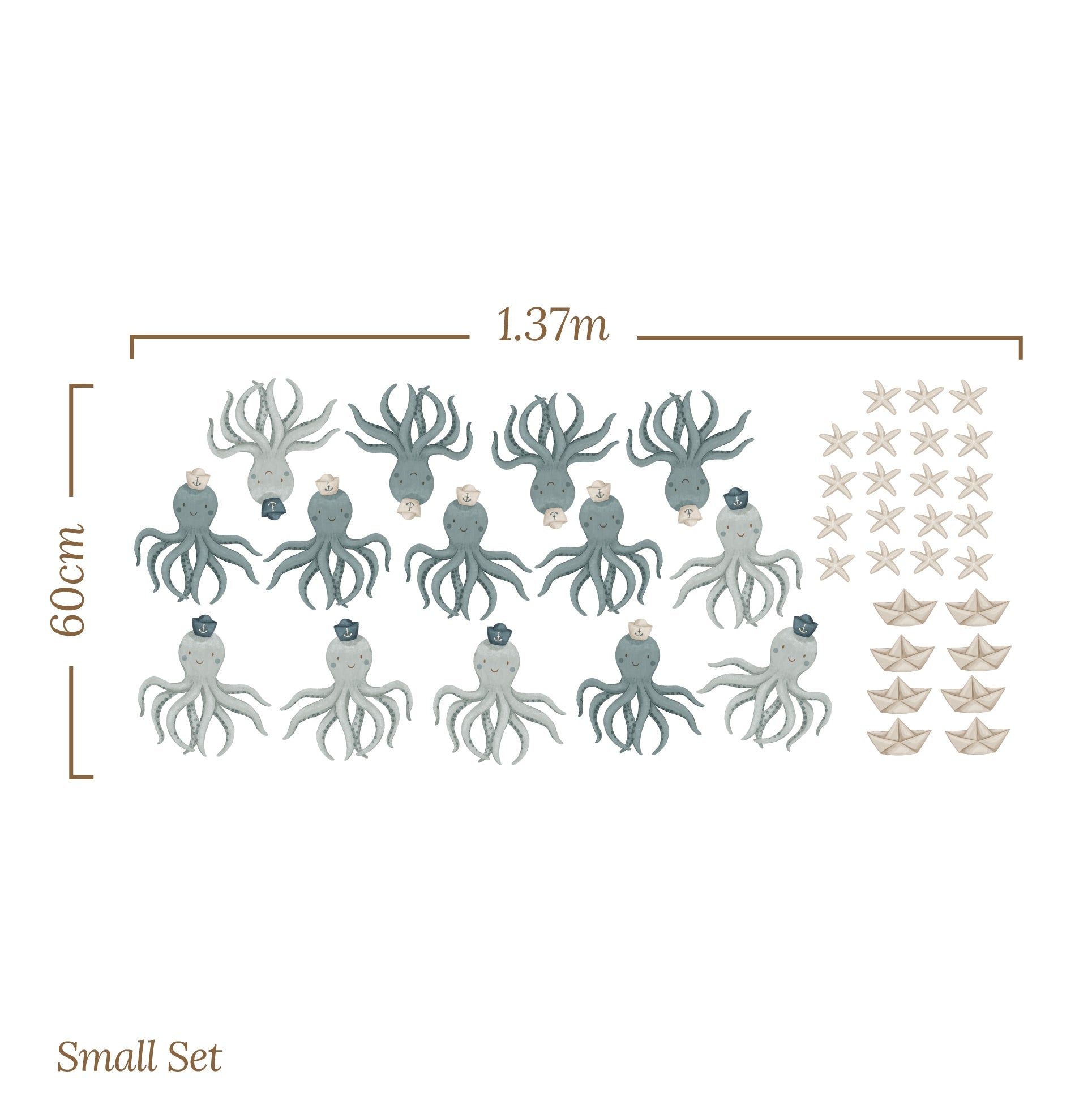 small Octopus starfish paper sailboat (Home Decor Decals) — removable wall decal by Tiny Tale Prints