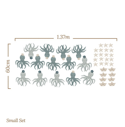 small Octopus starfish paper sailboat (Home Decor Decals) — removable wall decal by Tiny Tale Prints