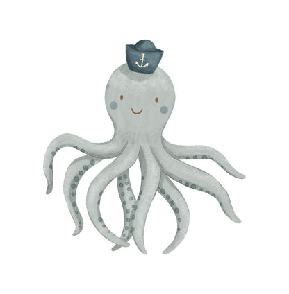 small Octopus starfish paper sailboat (Home Decor Decals) — removable wall decal by Tiny Tale Prints