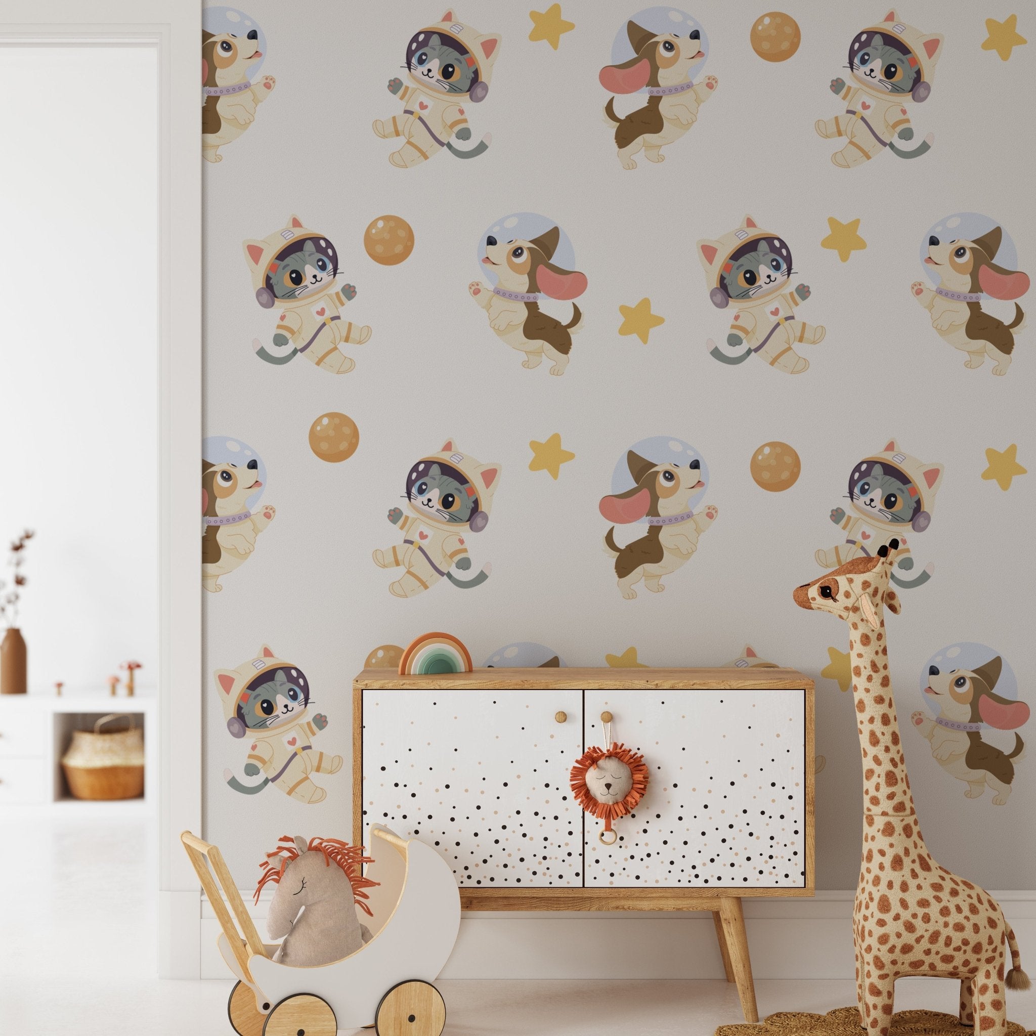 Small Space Cat Dog (Home Decor Decals) — removable wall decal by Tiny Tale Prints