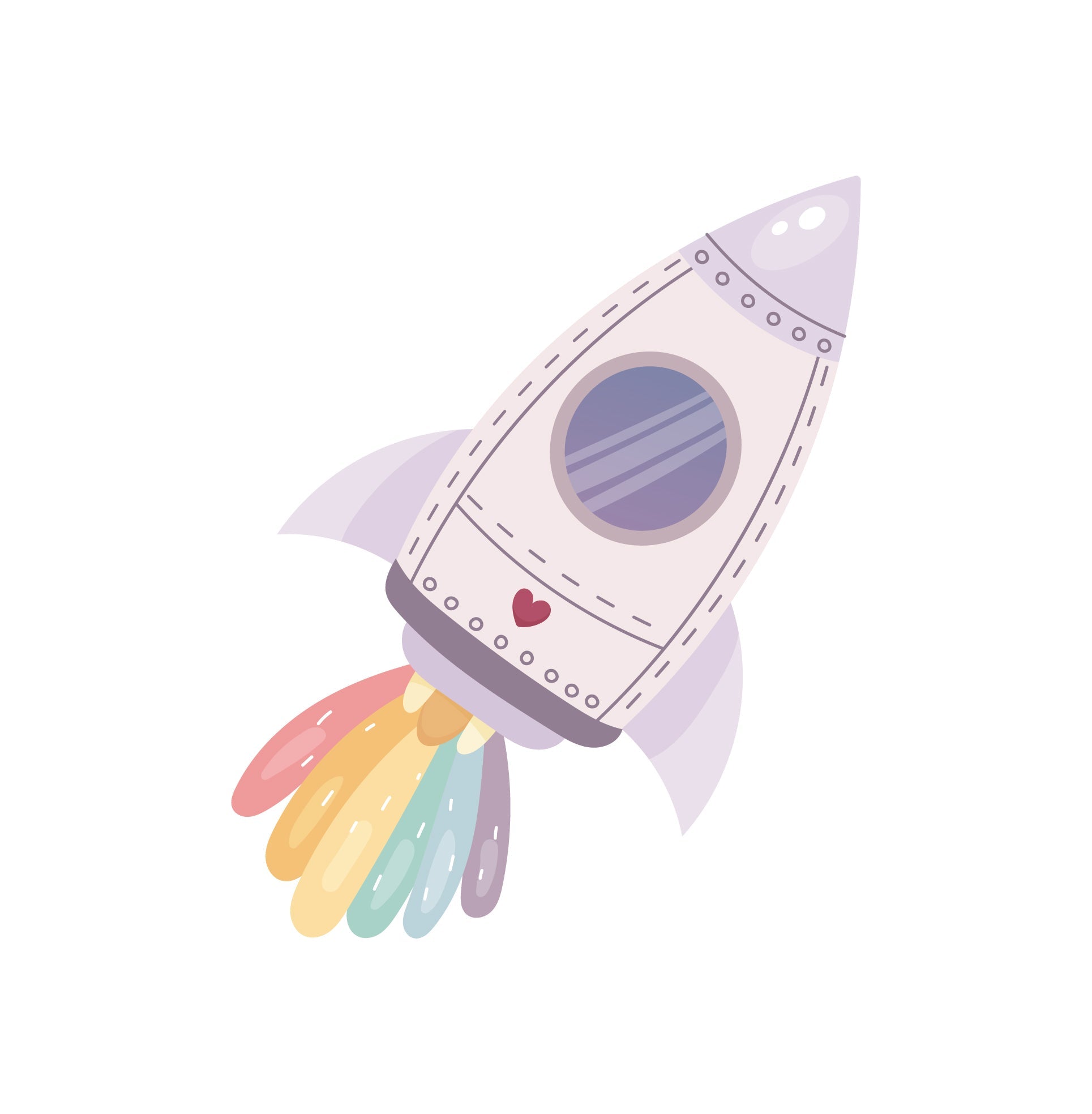 Small Spaceship Rocket Planets Stars (Home Decor Decals) — removable wall decal by Tiny Tale Prints