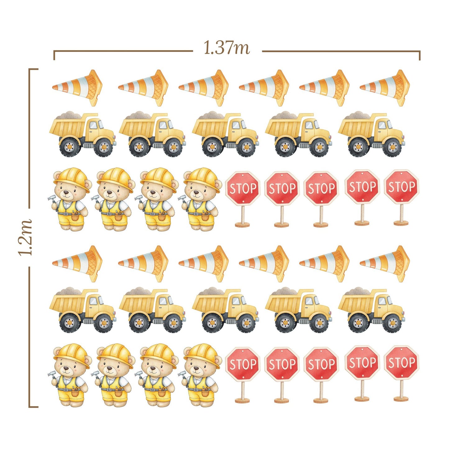 Small Vehicle Truck Hammer Cone - Wall Decal () — removable wall decal by Tiny Tale Prints