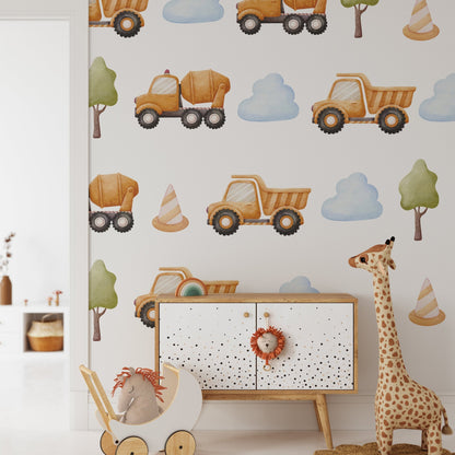 Small Vehicle Truck Tree Cone Cloud () — removable wall decal by Tiny Tale Prints