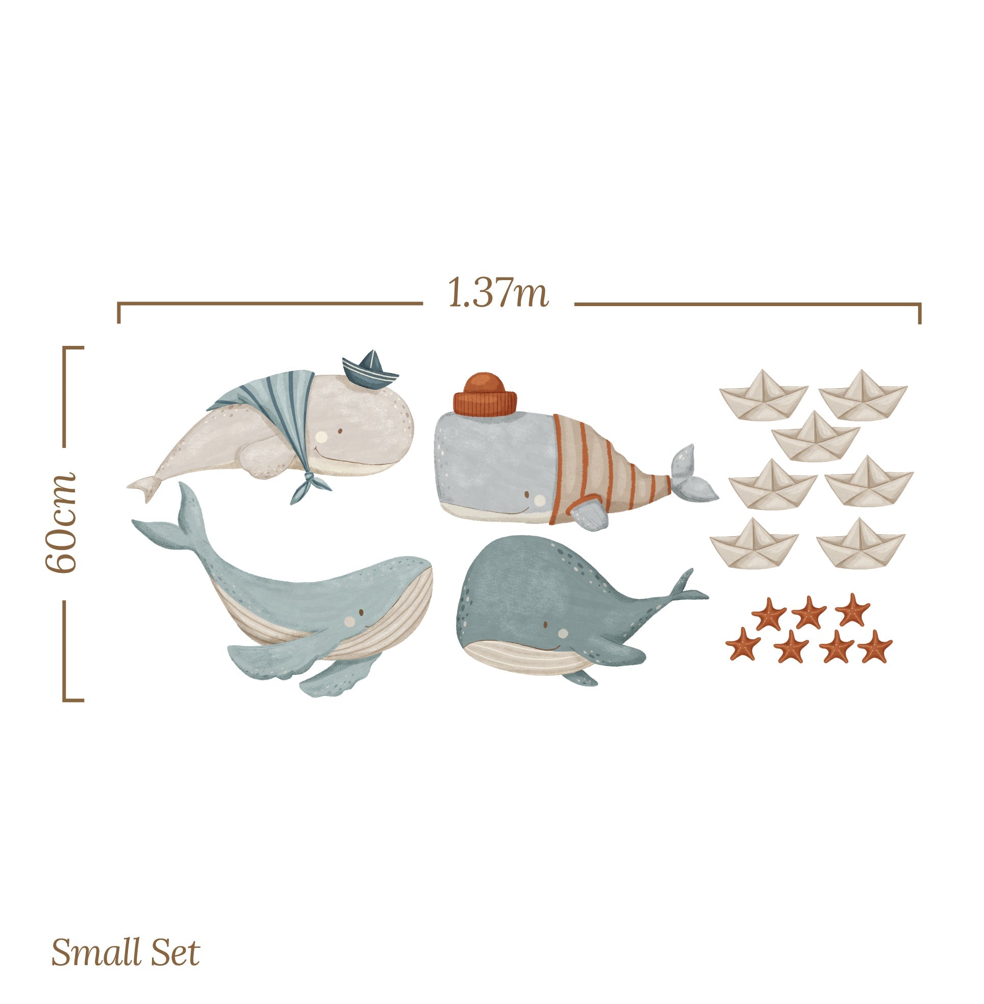 Small Whale Starfish (Home Decor Decals) — removable wall decal by Tiny Tale Prints