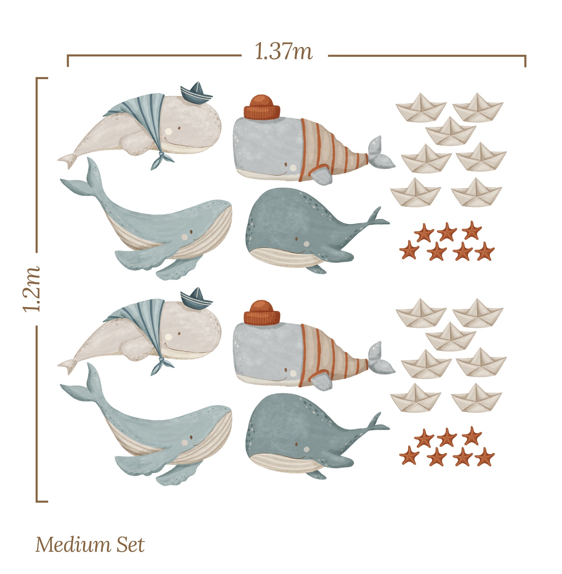 Small Whale Starfish (Home Decor Decals) — removable wall decal by Tiny Tale Prints