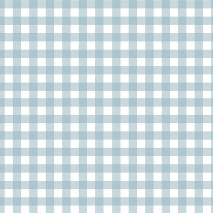 Soft Gingham Blue — Half Wall Decal (Home Decor Decals) — removable wall decal by Tiny Tale Prints.