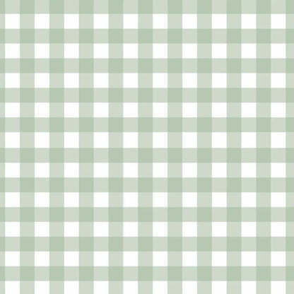 Soft Gingham Green — Half Wall Decal (Home Decor Decals) — removable wall decal by Tiny Tale Prints.