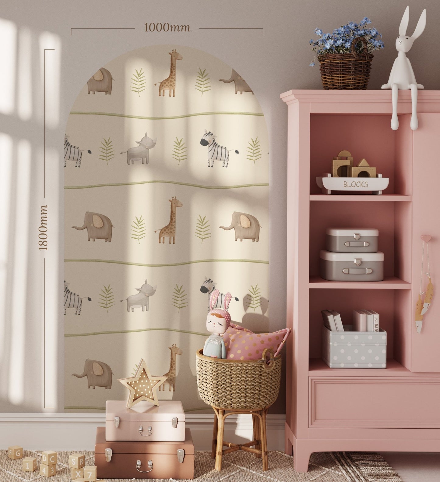 Soft Safari Zoo — Arch Wall Decal (Arch Wall Decal) — removable wall decal by Tiny Tale Prints