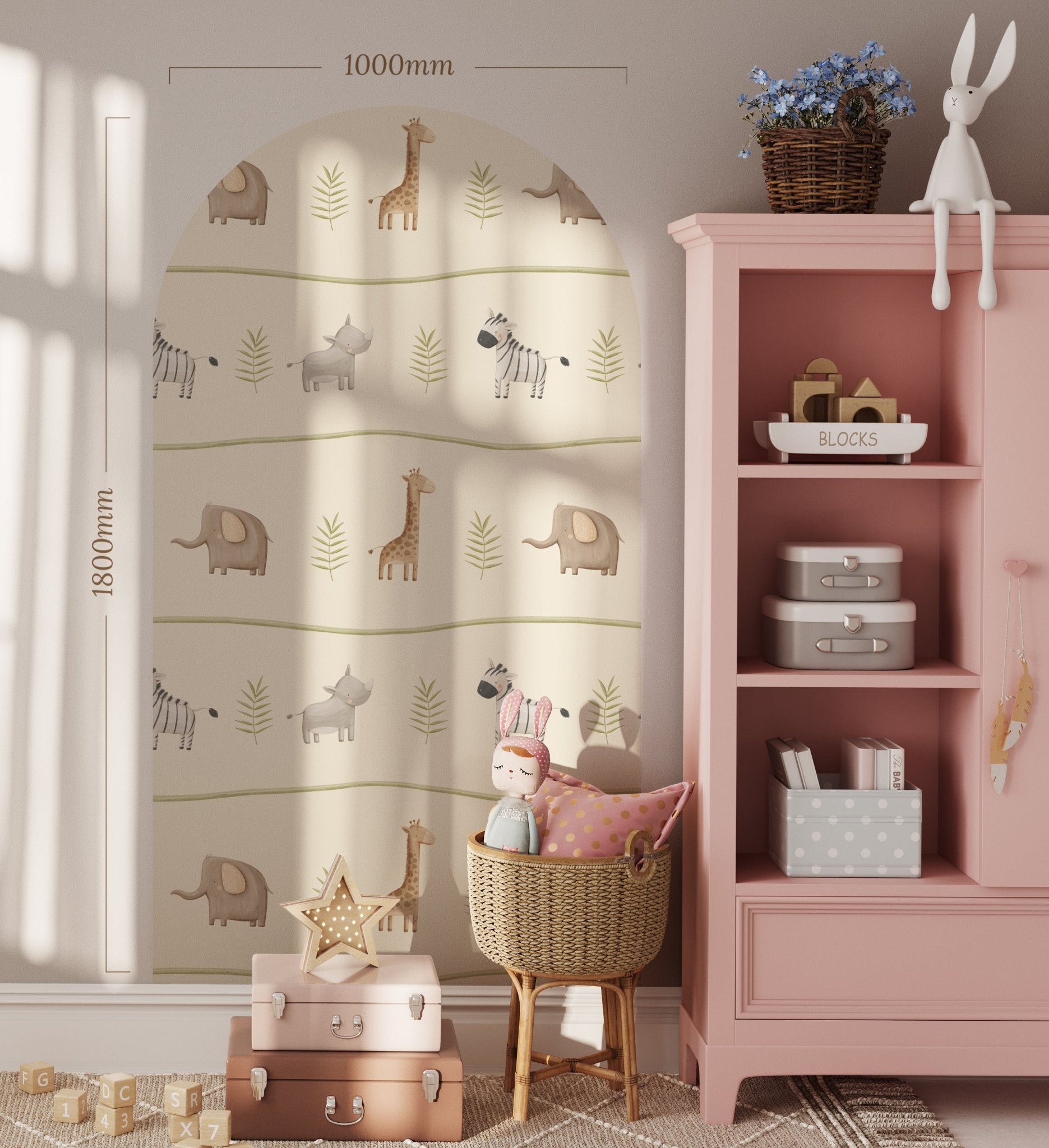 Soft Safari Zoo — Arch Wall Decal (Arch Wall Decal) — removable wall decal by Tiny Tale Prints