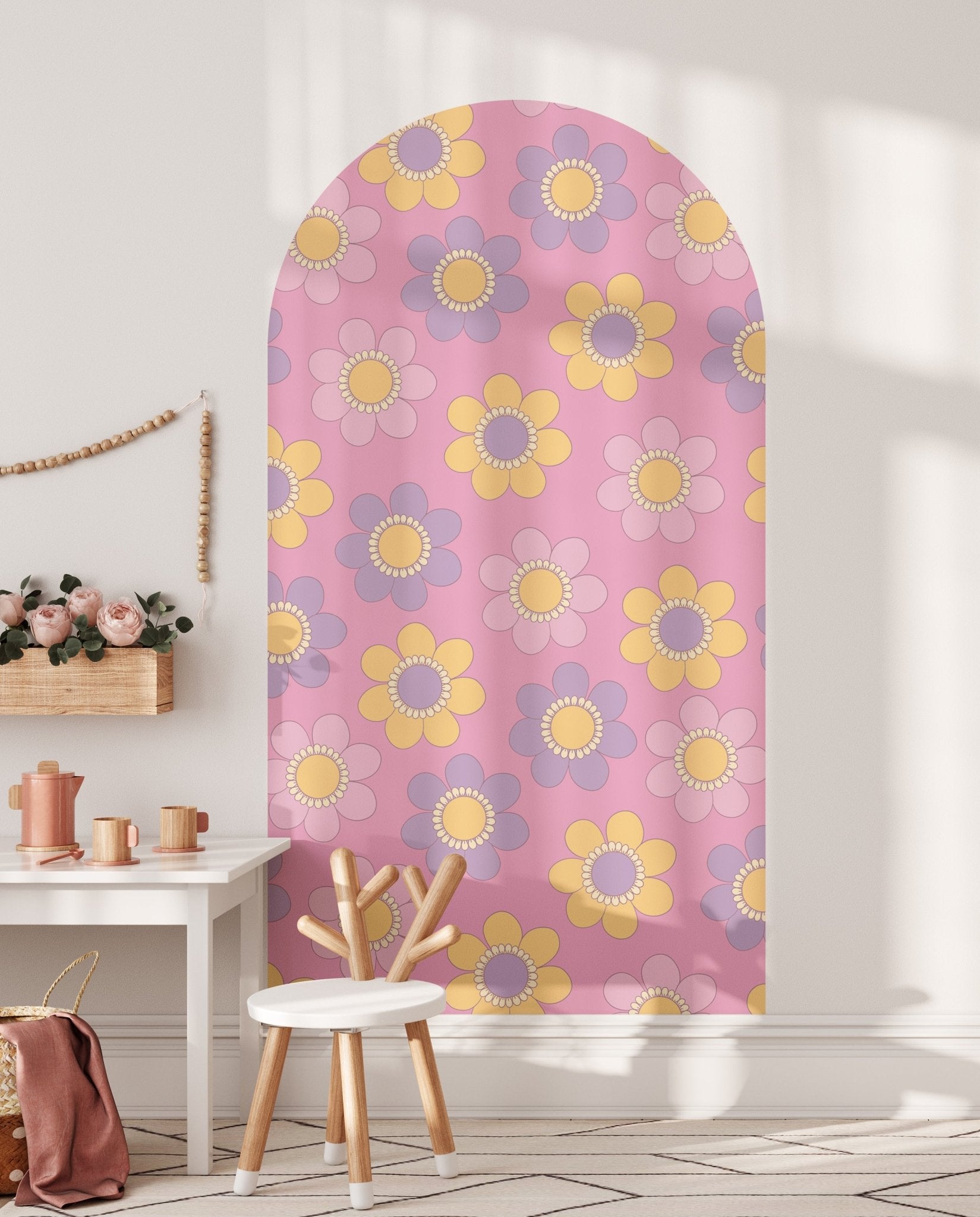 Spring Sherbet Blooms — Arch Wall Decal (Arch Wall Decal) — removable wall decal by Tiny Tale Prints