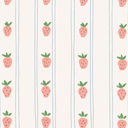 Strawberry Picnic Stripe — Half Wall Decal (Home Decor Decals) — removable wall decal by Tiny Tale Prints.
