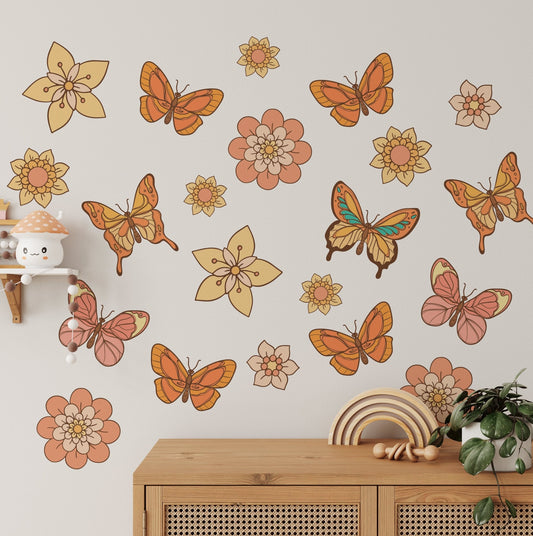 Sunlit Butterfly Garden — Wall Stickers (Home Decor Decals) — removable wall decal by Tiny Tale Prints