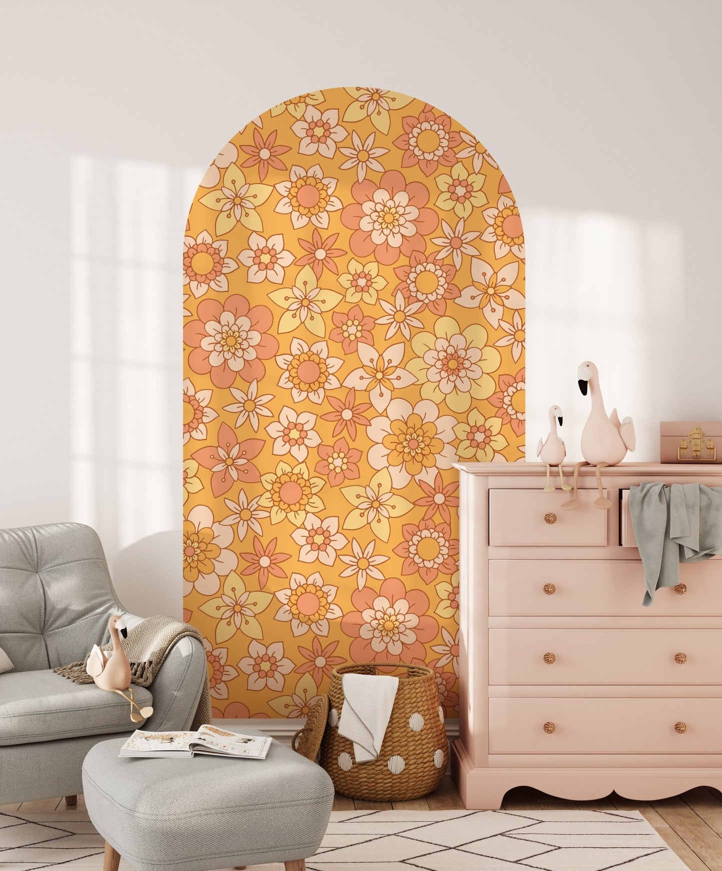 Sunshine Sorbet Blooms — Arch Wall Decal (Arch Wall Decal) — removable wall decal by Tiny Tale Prints