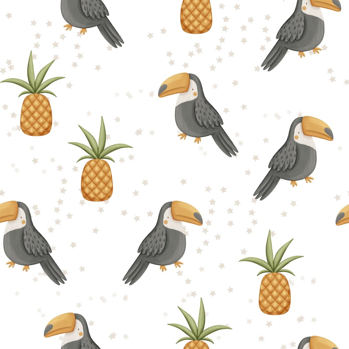 Toucan & Pineapple Party — Half - Wall Decal (Half - Wall Decal) — removable wall decal by Tiny Tale Prints