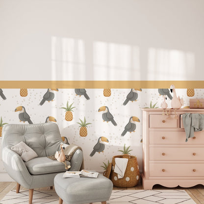 Toucan & Pineapple Party — Half - Wall Decal (Half - Wall Decal) — removable wall decal by Tiny Tale Prints