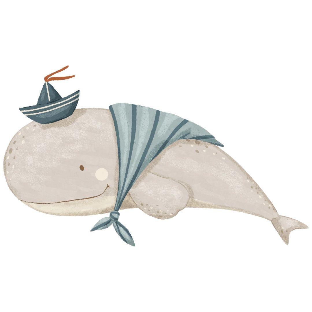Whale & Turtle Ocean Friends — Wall Decal (Home Decor Decals) — removable wall decal by Tiny Tale Prints.