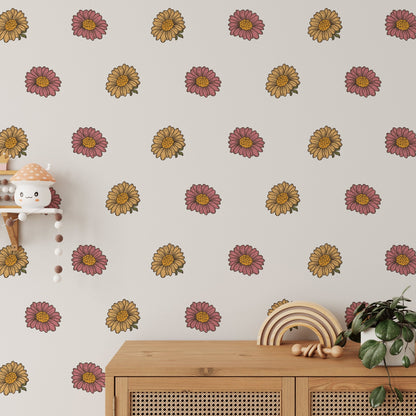 Yellow Retro Daisy — Wall Decal (Home Decor Decals) — removable wall decal by Tiny Tale Prints